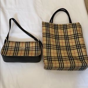 Set of Burberry Plaid Tote and Purse